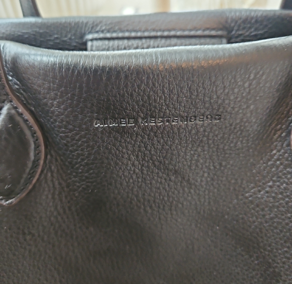 Aimee Kestenberg Black Leather Tote with Calf Hair Leopard Sides - Picture 8 of 8